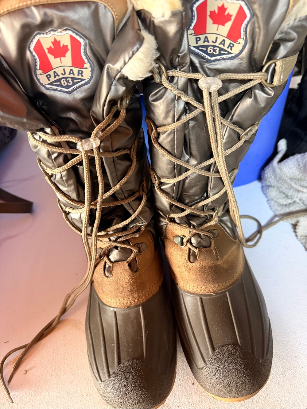 Women’s Pajar Brown and Gray Insulated Snow Boots. Sz 9 Waterproof. Retail $350